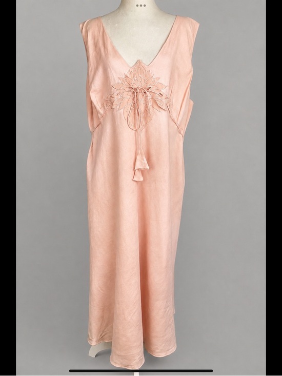 Adrianna Papell Dresses & Skirts - Adrianna Papell Woman 18W Blush Pink Linen Blend Embroidered Midi Dress Plus